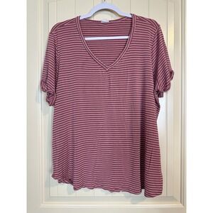 Organic Generation Womens pink white short sleeve t-shirt sx 2X casual comfort